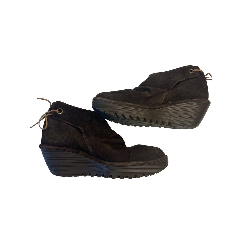 Fly London Yebi Wedge Platform Shoes Women 11 Chocolate Brown Suede Boho Minimal